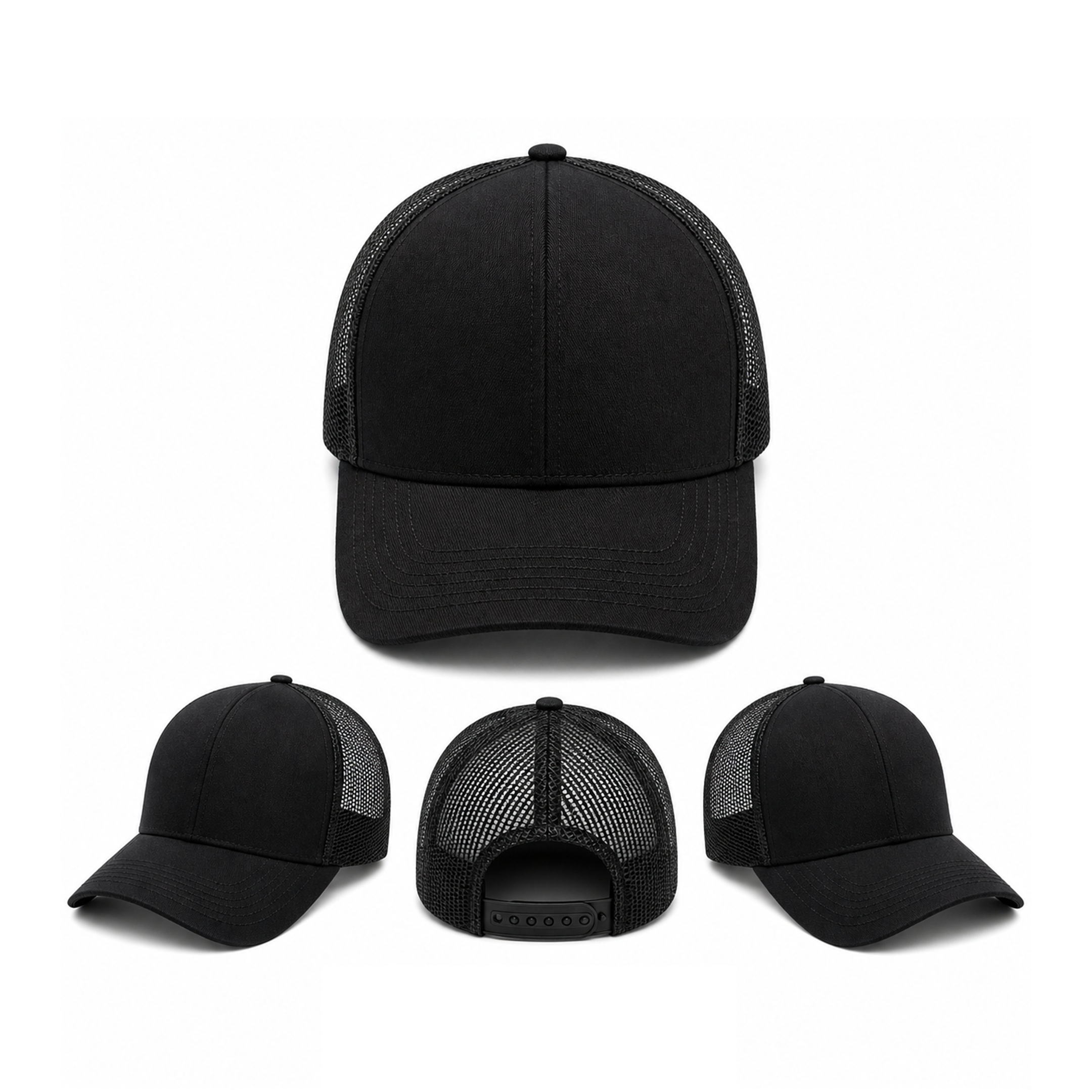 Black Trucker Mesh Cap
